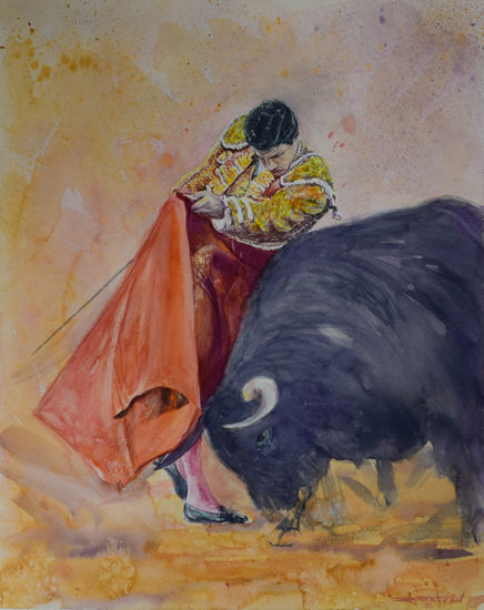 P.Aguado de pecho Watercolour Paper Figure Painting
