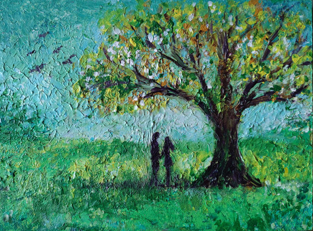 Pareja bajo un árbol Acrylic Panel Landscaping