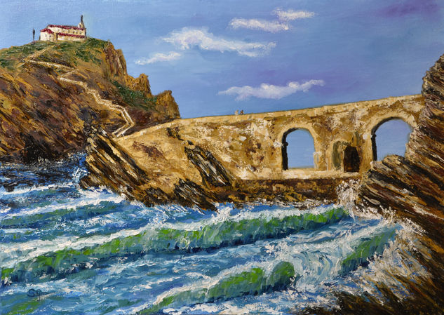 San Juan de Gaztelugatze nº3 Oil Canvas Marine Painting