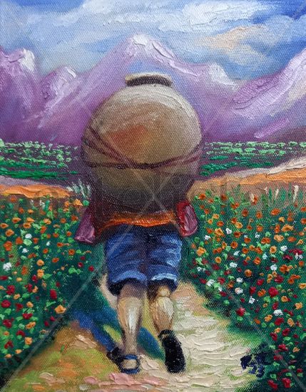 Caminante de las alturas Oil Canvas Landscaping