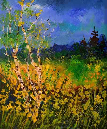 Aspen trees in sprinng Oil Canvas Landscaping