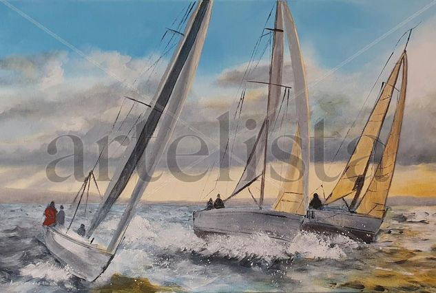 Regatta Acrylic Canvas Marine Painting