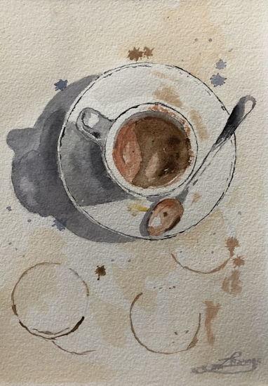 Café Watercolour Paper Still Life Paintings