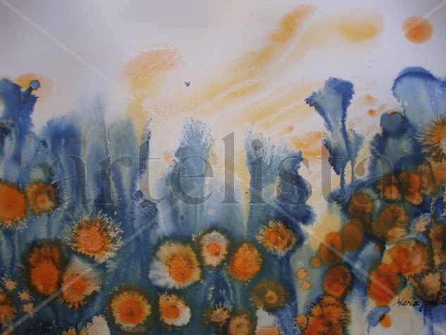 Girasoles Tinta Papel Floral