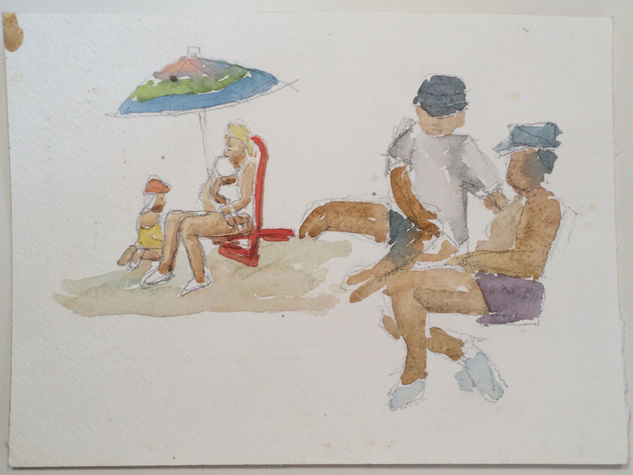 Apunts de persones a la platja del Pas Watercolour Paper Figure Painting