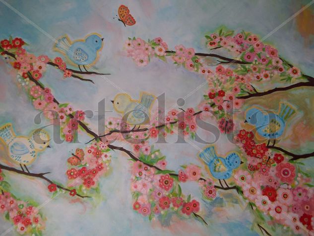 Flores de Sakura Acrylic Canvas Floral Painting