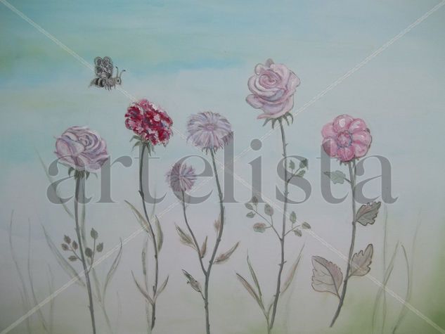 Entre el cielo y la tierra Acrylic Card Floral Painting