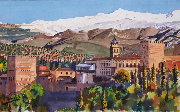 Alcazaba y Sierra Nevada Watercolour Paper Landscaping