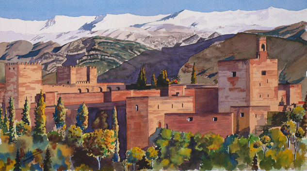 Parte de la Alambra y Sierra nevada Watercolour Paper Landscaping