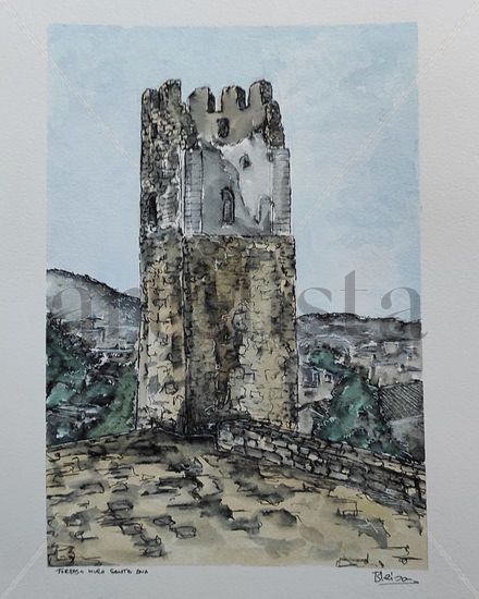 Torre muro de Santa Ana, Sagunto Ink Paper Landscaping