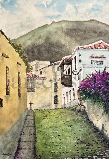 San Juan de la Rambla (Tenerife) Acuarela Papel Paisaje