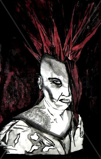 Punks not dead. Mixed media Card Portrait