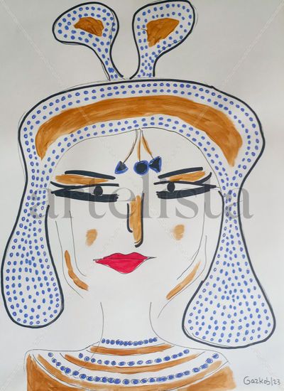 Egyptian femininity Mixed media Paper Portrait