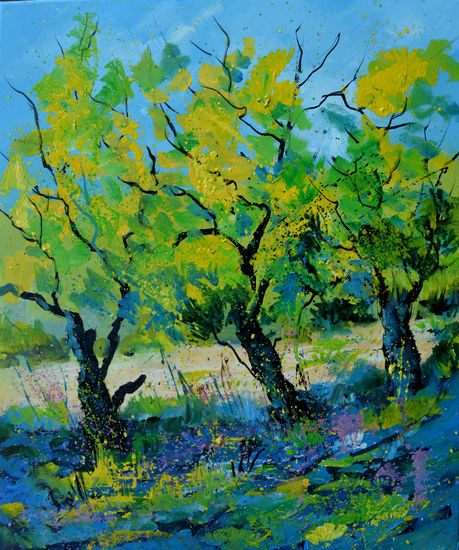 Three trees in summer Oil Canvas Landscaping