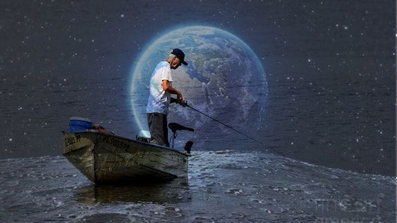 El pescador del espacio Oil Canvas Landscaping