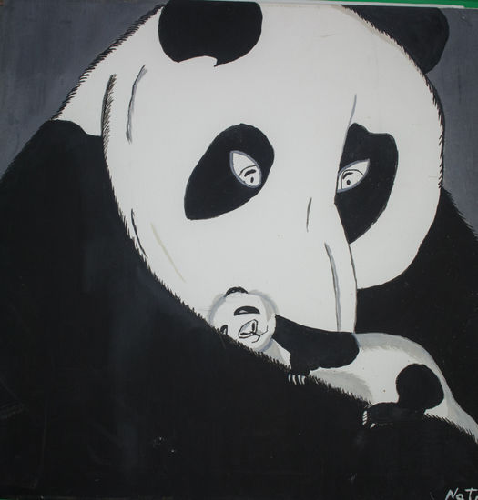 Baby Panda Gouache Lienzo Animales