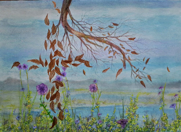 El Viento Acuarela Papel Paisaje