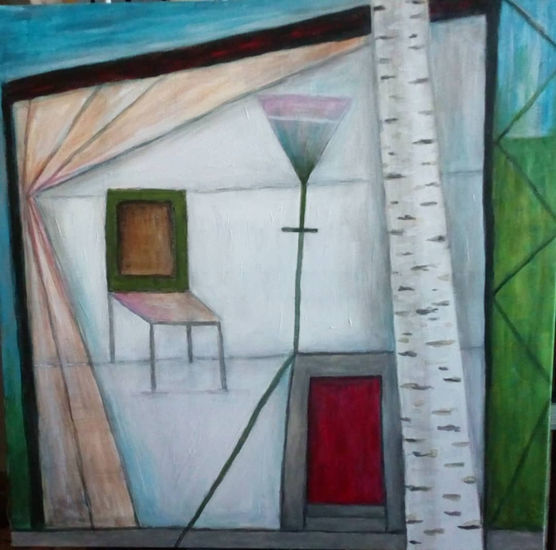 Casa con abedul Acrylic Canvas Figure Painting