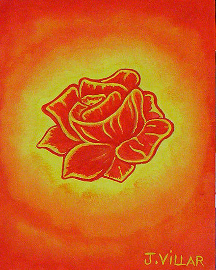 cuando el sol se casa con la rosa Gouache Canvas Floral Painting