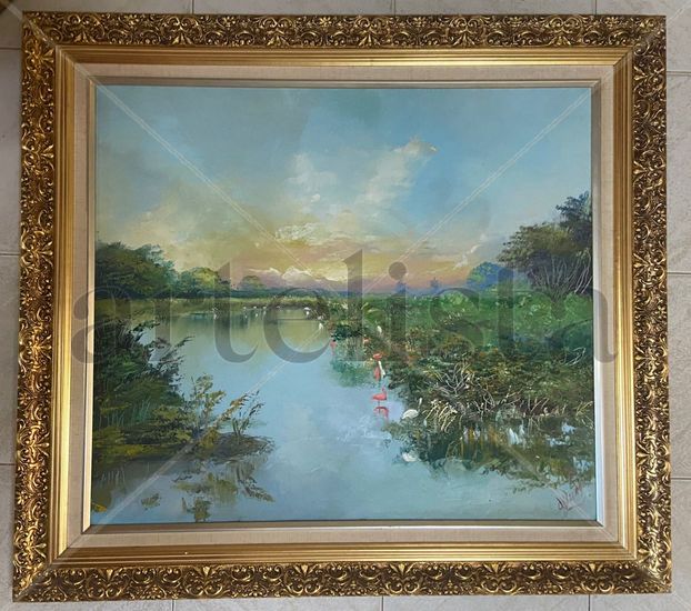 En la soledad del lago Oil Canvas Landscaping