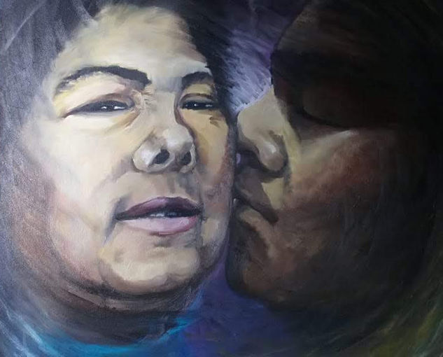 Madre e hijo Oil Canvas Portrait