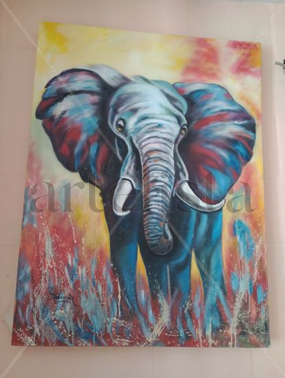 Elefante al óleo Oil Canvas Figure Painting