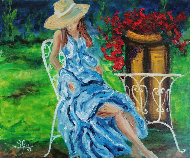 Jardin decorado Oil Canvas Figure Painting