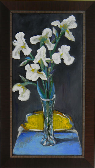 white irises Óleo Tabla Floral