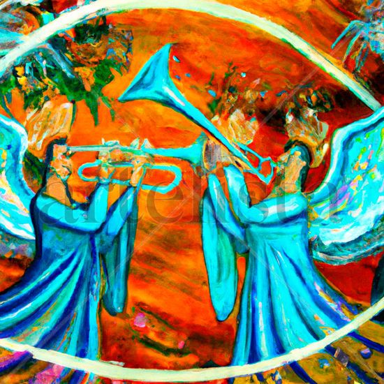 Angels of the apocalypse and trumpets 