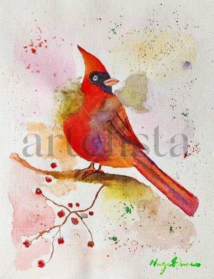 Cardinal Watercolour Textile Animals