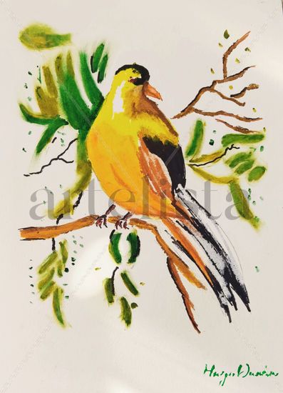 Blackbird yellow-headed Pastel Paper Animals