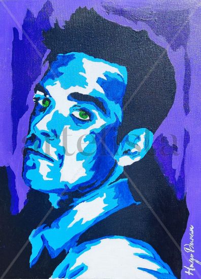 Robbie Williams Acuarela Lienzo Retrato