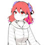 a girl with pink hair and pink eyes
