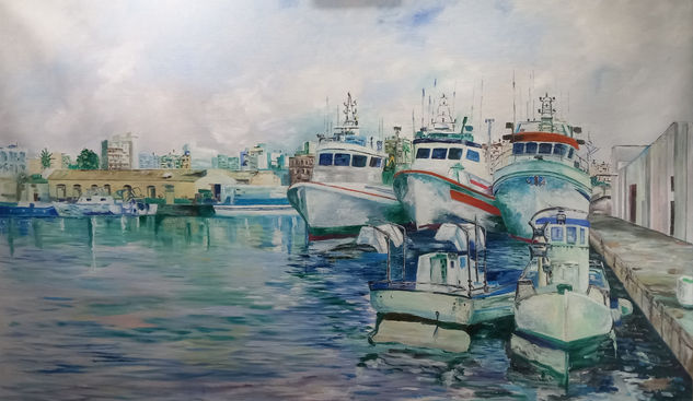 Entre el antiguo y el moderno Oil Canvas Marine Painting