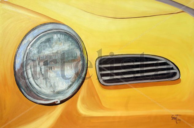 VW Karmann Oil Canvas Figure Painting