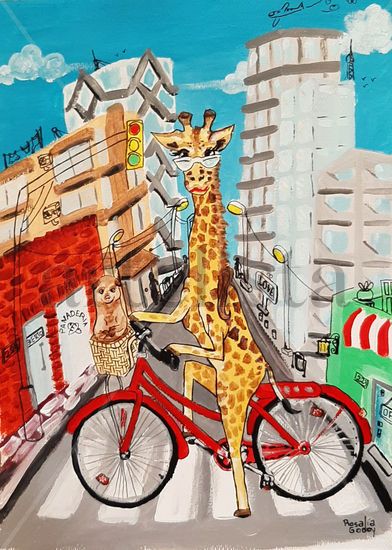 Paseo en bicicleta Acrylic Paper Animals