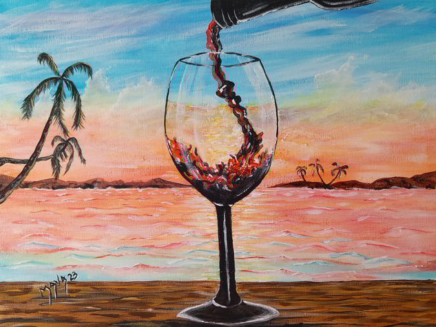 Sirviendome un Vino tinto Acrylic Canvas Others