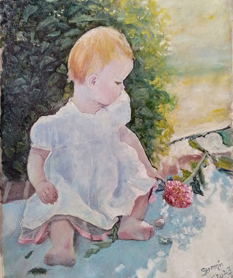 niña jugando Oil Canvas Figure Painting