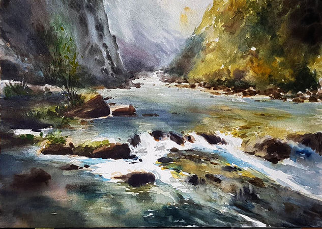 rio cares asturias Watercolour Paper Landscaping