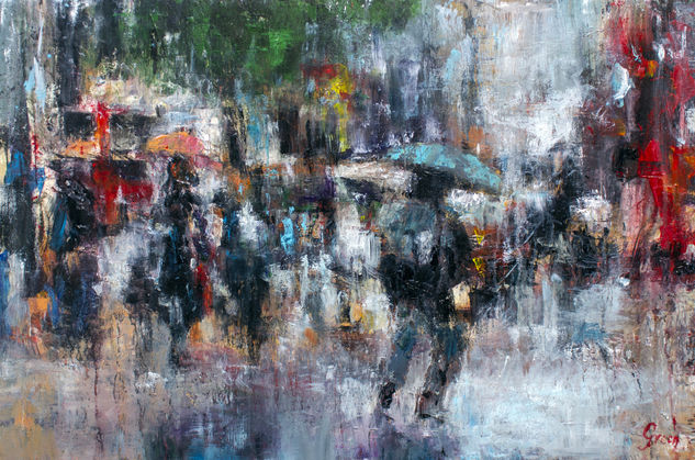 Urban rain Oil Canvas Landscaping