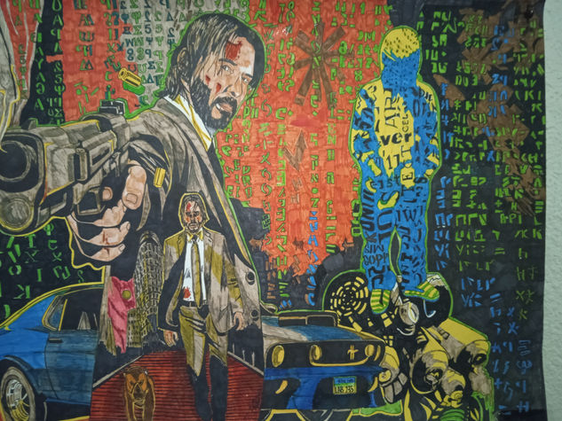 John wick, keanu reeves- Matrix graffiti Rotulador