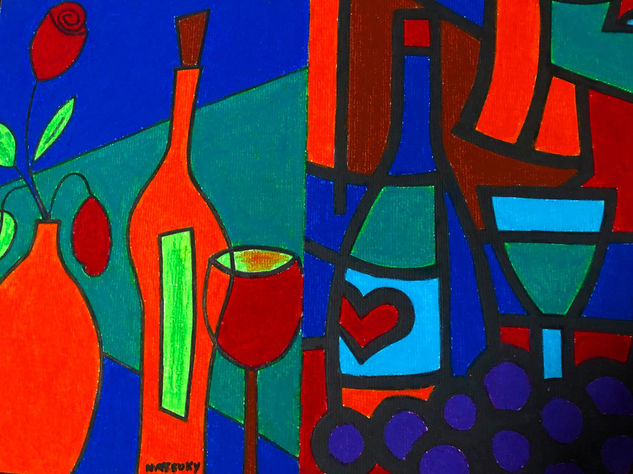 COPAS DE VINO Pastel Card Figure Painting