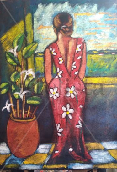 Mujer en la ventana Acrylic Others Figure Painting