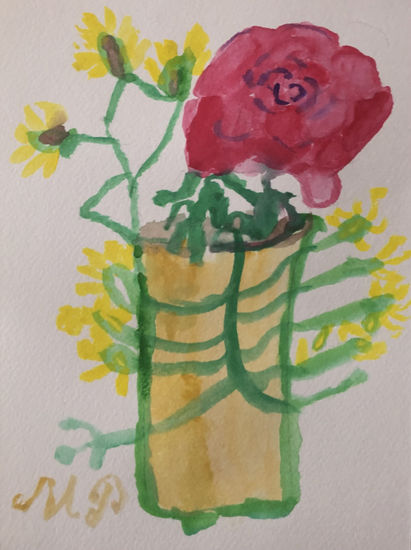 Un florero de mi casa Watercolour Paper Floral Painting