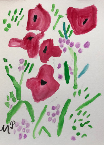 Amapolas Watercolour Paper Floral Painting