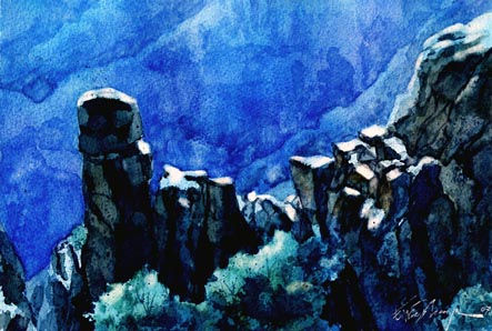 Noche en la Barranca Watercolour Paper Landscaping