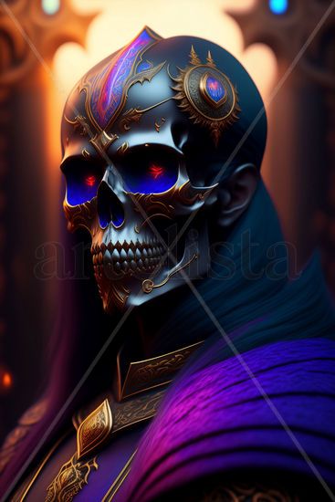 Skull demon sorcerer Concept art portrait 