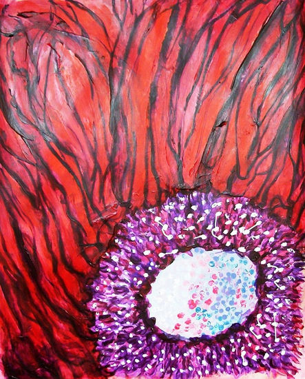 FLOR ROJA I Acrylic Card Floral Painting