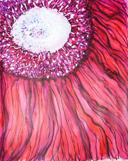 FLOR ROJA  IV Acrylic Card Floral Painting