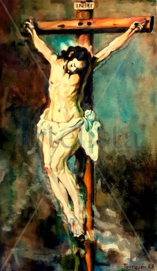 CRISTO CRUCIFICADO Media Mixta Papel Figura